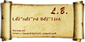Lénárd Bálint névjegykártya