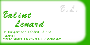balint lenard business card