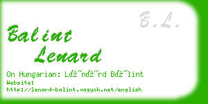 balint lenard business card